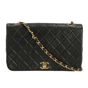 Chanel Matelasse Single Flap Chain Shoulder Bag Black